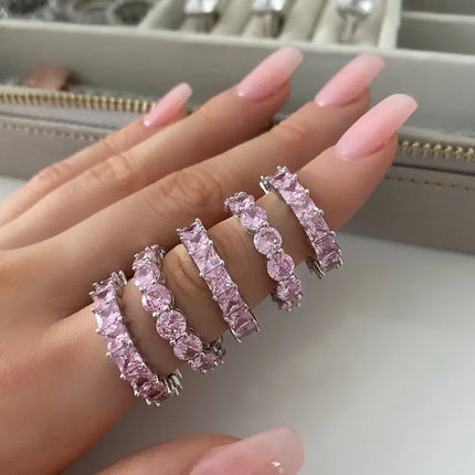 2022 Eternity Diamond Ring 925 Sterling silver Engagement Wedding Band Rings for Women Men Promise Birthday Party Jewelry Gift