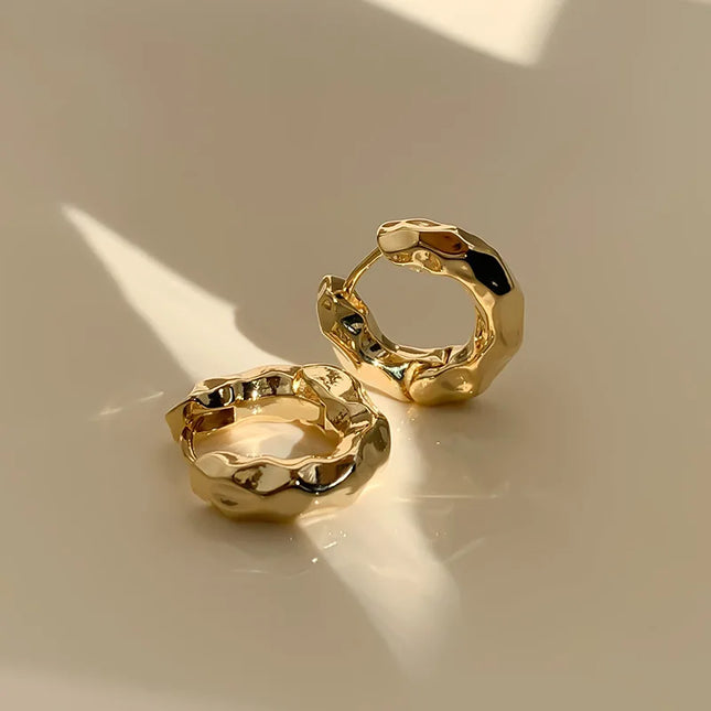 Simple Irregular Oval Hoop Earrings for Women Metal Style Bend Geometric Personality Ear Buckle Accessories Punk Fashion Jewelry