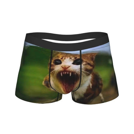 Meowl Cat Owl Cute Pet Stickers Underwear  Comfortable Panties Customs Boxer Brief For Males 3D Pouch Oversize Trunk