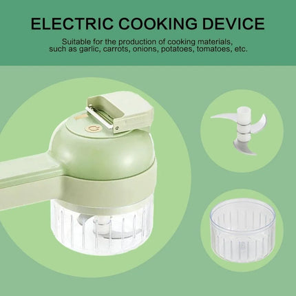 4-in-1 Cordless Electric Vegetable Chopper, Rechargeable Food Processor for Meat, Garlic, Onions & Peppers