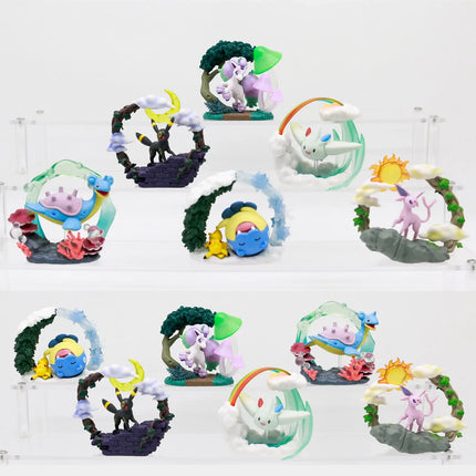 Pokemon Miniature Circular Diorama Collection Blind Box Espeon Umbreon Togekiss Lapras Spheal Ponyta Pikachu Ornaments Toys