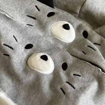 Japanese Harajuku Kawaii Long Sleeve Hoodie Women Cat Ears Sweet Sweatshirt Lace Striped Zipper Casual Cartoon 2025 Autumn