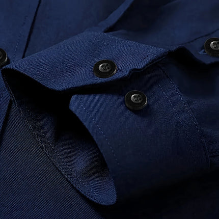 New Men Shirt Elegant Fashion European Long Sleeve Classic Smart Casual Elastic Anti-pilling Male Business Dress Shirts