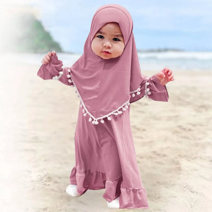 Little Girls Crop Top Girl Muslim Dress With Hijab For Newborn Infant Baby Girls Prayer Dress Muslim Little Girl Clothes Size 6