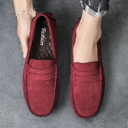 Fashion Suede Men Casual Shoes Breathable Leather Mens Loafers Slip on Male Driving Shoes Luxury Brand Comfortable Boat Shoes