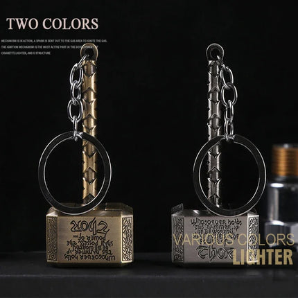 Creative Windproof USB Electric Rechargeable Lighter Thor Hammer Zinc Alloy Flameless Keychain Lighter Men's Smoking Gift