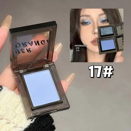 Smoky Blue-gray Eye Shadow Palette Sweet Cool Single Color Mini Eyeshadow Palette Pearl Matte Shimmer Brightening Eyes Makeup