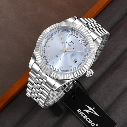 Business Mens Watches Stainless Steel Luxury Quartz Movement Wristwatch Clock Casual Chronograph for Holiday Couple Gift