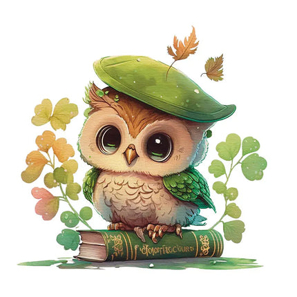 M417 Cute Cartoon lucky owl Wall Sticker Children's Room Decoration toilet Refrigerator Home Decals Sticker