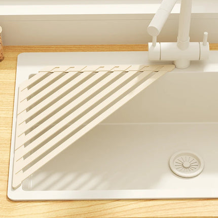 Foldable Drain Rack Kitchen Sink Organizer with  Towel Bar  Adjustable Over Sink Drainer for Dishes, Glasses, Pots & Pans