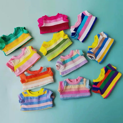 For 17cm Labubu Doll Clothes Labubu Summer Colorful T-shirt Work Pants Dressing Set Labubu Trendy Ropa