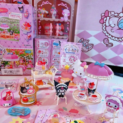 Original Re-Ment Sanrio Miniature Scene Kuromi Melody Afternoon Tea Party Dessert Blind Box   Anime Character Toys Decoration