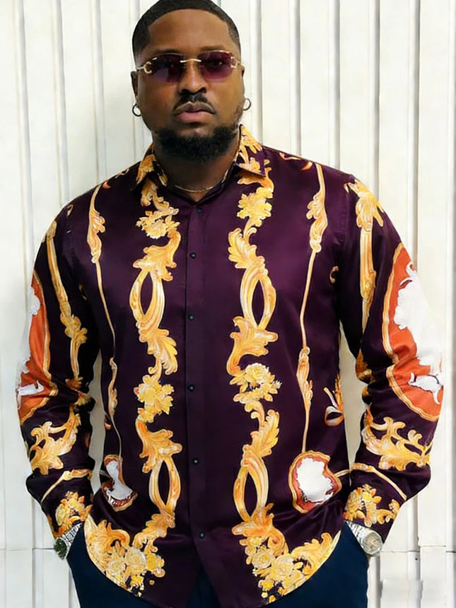 2026 Men's Fashion Casual Long Sleeve Shirt HD Color Pattern 3D Printed Shirt Hawaii Beach Vacation Wedding Social Dress for Men