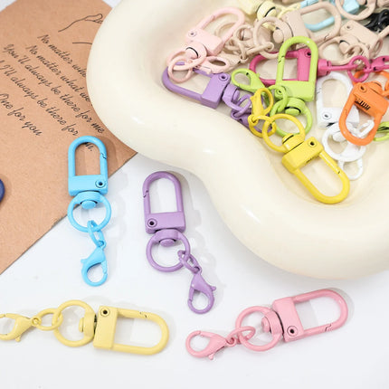 Lobster Clasp Spring Buckle Keychain with Chains Colorful Keyrings for DIY Jewelry Making Carabiner Key Ring Hooks Bags Buckle