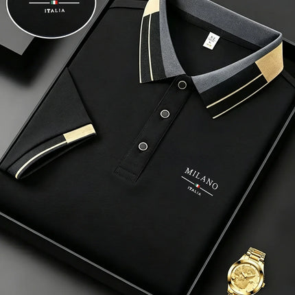 Men's Luxury Short Sleeve Polo Shirt with Horse Embroidery Milan Style Summer Casual T Shirt Men Business Brand Clothing