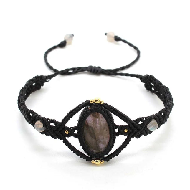 Handmade Braided Macrame Labradorite Crystal Stone Bracelets For Women Girl Natural Spectrolie Weave Adjustable Bracelet Jewelry