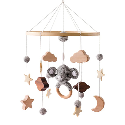 Baby Crib Mobile Wooden Bed Bell Rattle Toy Soft Felt Hot Air Balloon Wind Chime Pendant Newborn Comfort Bed Bell Toys Baby Gift