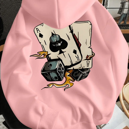 2026 new trendy fashion hooded sweatshirt with poker card pattern print for men stylish sportswear shirt hoodies streetwear
