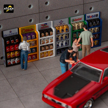 Kicarmod 1/64 S1 Series Oil Rack Stand Display Scene Resin Model Car Garage Accessory Diorama for Workshop Collection Gift