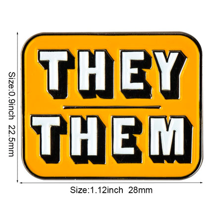 Pronouns Enamel Pins THEY THEM  SHE HER HE HIM Lapel Pins Badges Brooches