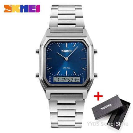 SKMEI Luxury Digital Quartz Watch for Men Sports Chronograph Waterproof Mens Wristwatches Stainless Steel 1612 reloj hombre 1220
