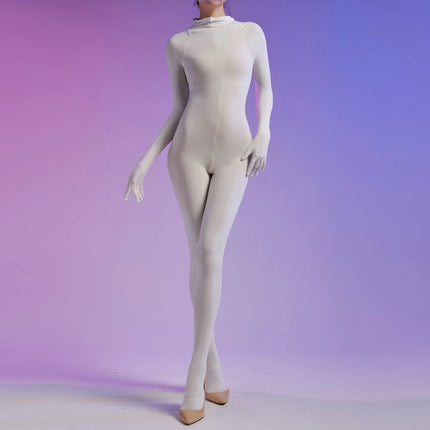 Plus Size One-piece Stockings 120D Velvet Five-finger Full Package Pantyhose Men and Women Sexy Seamless Tight Bodysuit