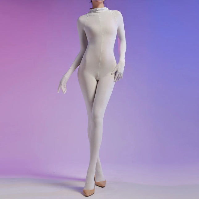 Plus Size One-Piece Stockings 120D Velvet Five-Finger Full Coverage Pantyhose Men and Women Sexy Seamless Tight Bodysuit