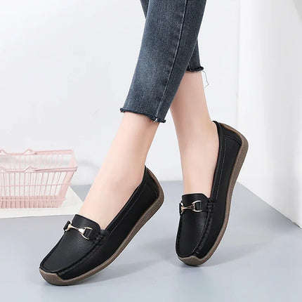Vulcanize Women Shoes Flats Leather Moccasins Sneakers Designer Shoes for Women Slip-on Loafers Female Boat Shoes Big Size 43
