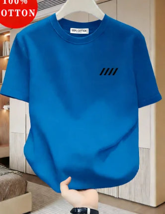 100 Cotton Men's Oversized T-Shirt - Breathable Short Sleeve Round Neck with Minimalist Black Grid Pattern PrintCasual shirts