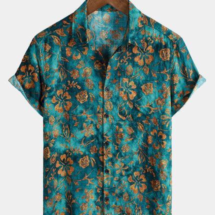 Summer Mens Striped Floral Patchwork Hawaiian Shirt 3D Print Short Sleeve Pocket Casual Oversized Beach Camisa Havaiana Listrada