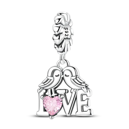 2026 Romantic Pink Color Charms Bead 925 Sterling Silver CZ Zircon Love Heart Pendants Fit Original Bracelet DIY Jewelry Gift