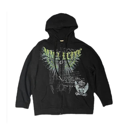Woman Hoodie Y2K Cyber Grunge Emo Zip Up Sweatshirts Vintage Graphics Print Kpop Aesthetic Gothic Clothes Clothes for Women
