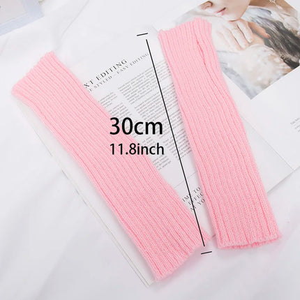 Long Fingerless Gloves Women's Mitten Winter Arm Warmer Kawaii Knitted Sleeve Soft Girls Anime Clothes Punk Gothic Lolita Gloves