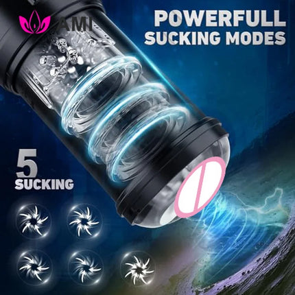 AMI Adult Sex Toys Electric Massager Lifelike Vagina Male Masturbation Cup Silent USB-Rechargeable Pocket-Sized Pussy Sex Toy
