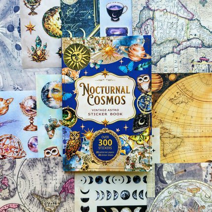 Random Cover 40 Sheets Aesthetics Retro Astronomy Sticker Books, Star-Shaped Animal Stickers for Adult DIY Planners Junk Journal