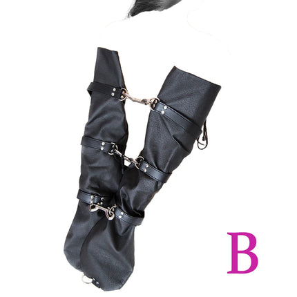Thierry Women BDSM Arm Binders,Strict Leather Bondage Opera Gloves Harness Sleeves Lockable Restraints  for Fetish Sex Toys
