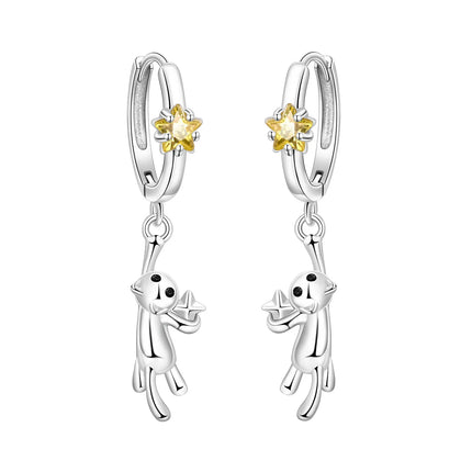 Hot Sale Original 925 Sterling Silver Zircon Pink Paw Print Earrings Heart Flower Leaf Design Women Party Jewelry Gift Ear Loops