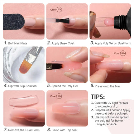 Poly Extension Gel Nail Kit, Featuring 12 Shades of Nail Extension Gel, Making It a Perfect DIY Starter Set for Girls' Nail Care