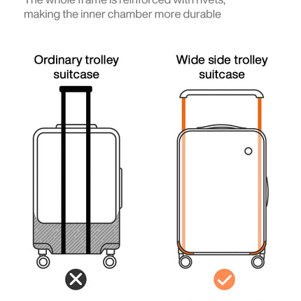 Mixi Front Laptop Pocket Suitcase Wide Handle Travel Suitcase Men 20''Carry-On Luggage Women PC Aluminum Frame Trolley Case 24''