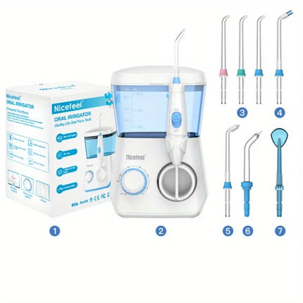 600ml Professional Oral Water Flosser 10-Pressure Electric Oral Irrigator 7 Tips Braces Clean 600 ml Dental Jet Home Travel