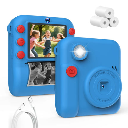 Kids Camera 1080P HD with Mini Thermal Printer Video Recorder Instant Print Photo Gift for Children