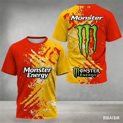 Men's summer short-sleeved sports T-shirt with 3D print of Monster Energy, quick-drying and moisture-absorbing cycling sportswear