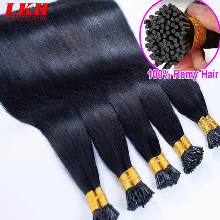 I Tip Hair Extension Straight Human Hair Extension 0.8g/ 1g/Strand 50pc/Set Capsule Keratin Natural Fusion Human Hair Extension