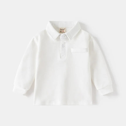 2026 Children's Solid Color POLO Shirt Boy Handsome Fashion Sports Long Sleeve Sweatshirts Autumn Casual Loose Tops Kids Clothes