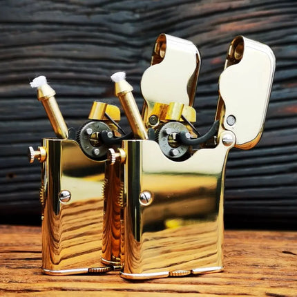 Vintage Fuel Oil Lighter Brass Chrome Plating Golden Cigarette Pipe Collection Briquet Mechanical Lifting Isqueiro