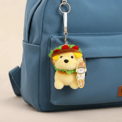 Ultra-Soft PP Cotton Burger Animal Plushie Exquisite Embroidery Short Plush Fabric Kawaii Foodie Key Chain Eco-Friendly Dyeing