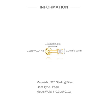 Aide Minimalism 2-3-4mm Pearl Ear Stud Stud Earrings 925 Silver Round Natural Pearl Ear Bone Flat Piercing Stud Fine Jewelry 1pc