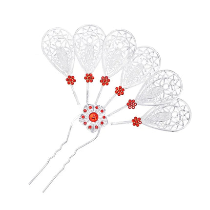 New Golden Alloy Leaf Crystal Flower Hairpin Hair Accessories for Women Thailand Ethnic Dance Party Decoration Headwear Jewelry