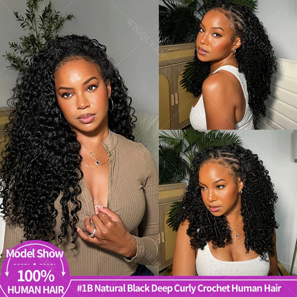 Blonde Feather Crochet Bundles Human Hair Miracle Knots Deep Wave Extensions Lightweight Pre Separated Crochet Hair For Braids