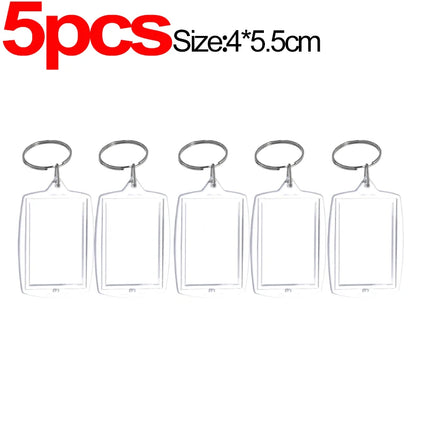 1/20Pcs Blank Acrylic Picture Keychain DIY Clear Insert Photo Split Key Ring Frame Key Chains Couple Anniversary Graduation Gift